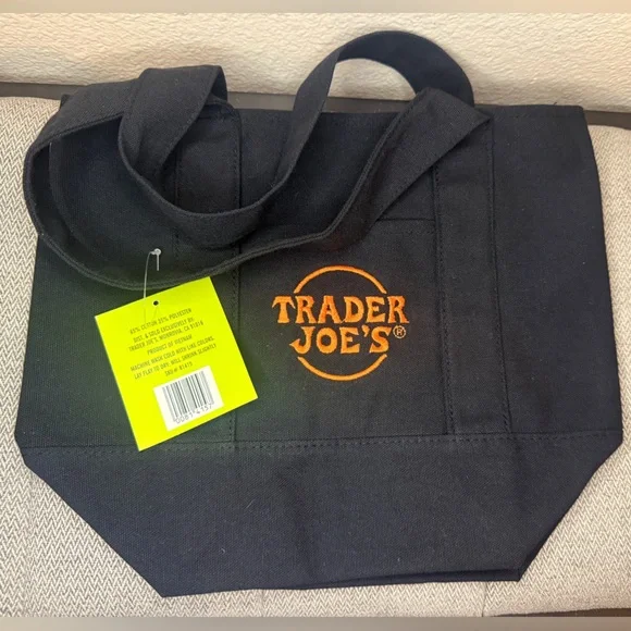 Trader Joe's Mini Canvas Tote Bag Set - Black and Purple (2) - Picture 4 of 12